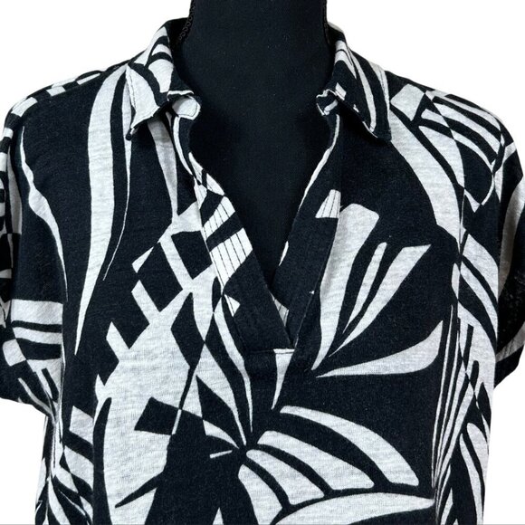 Tahari Black White Pullover Linen Short Sleeve Boxy Blouse Top Size XXL - Picture 6 of 8